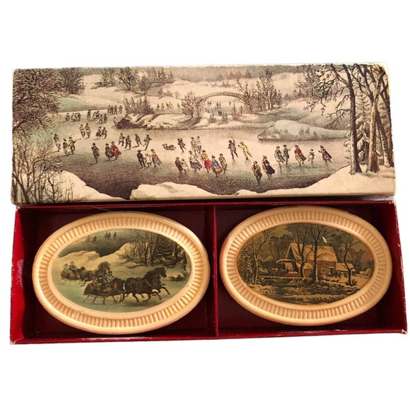 Avon Holiday Hostess soaps 1876 Winterscapes Currier & Ives Design New In Box - Picture 1 of 7